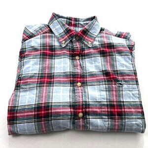 Vineyard Vines Mens Flannel Shirt Small Button Down Plaid Long Sleeve Whale Logo
